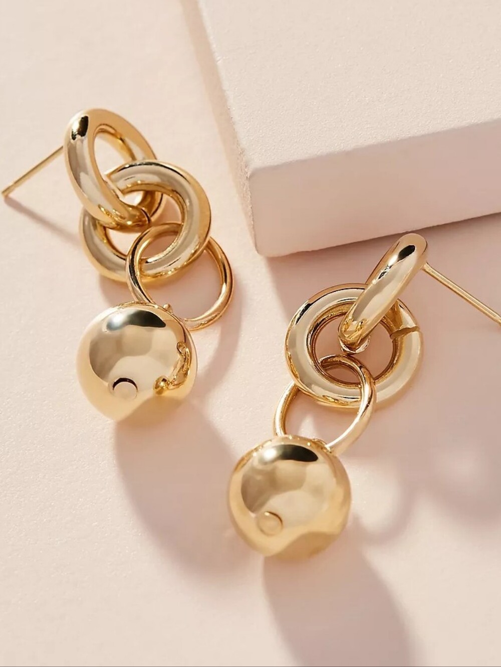 Anthropologie Shashi Daria Drop Earrings Gold Linked Hoop Drop Earrings